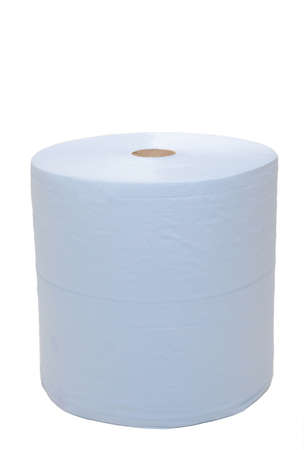 industrial sized roll of blue tissue paper for cleaning spillages in the kitche, garage, clinic or salon work environment.の写真素材