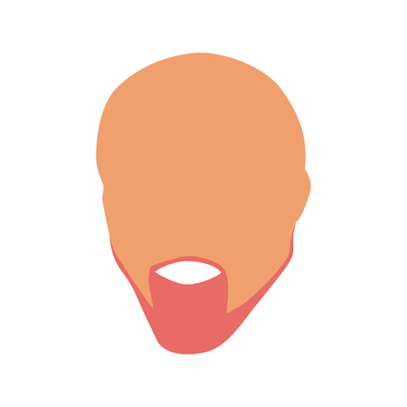 Colored bald man with a beard silhouette. Face front view. Good for avatar icon.のイラスト素材