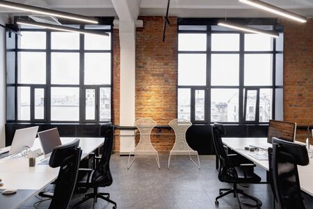 modern loft office interior with furnitureの写真素材