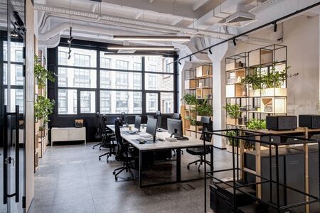 modern loft office interior with furnitureの写真素材