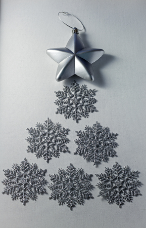 abstract christmas tree of snowflakes and starsの写真素材