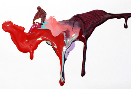 abstract pattern on white background, made of colored nail Polishの写真素材