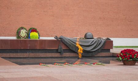 Eternal flame at the tomb of the Unknown soldier Moscow Russia.の写真素材