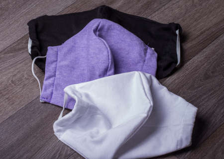 sewn protective face masks, at home during the pandemic.の写真素材