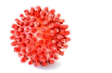 A model of a coronavirus or other virus isolated on a white backgroundの写真素材