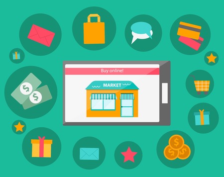 Vector illustration on online shopping theme for your designのイラスト素材