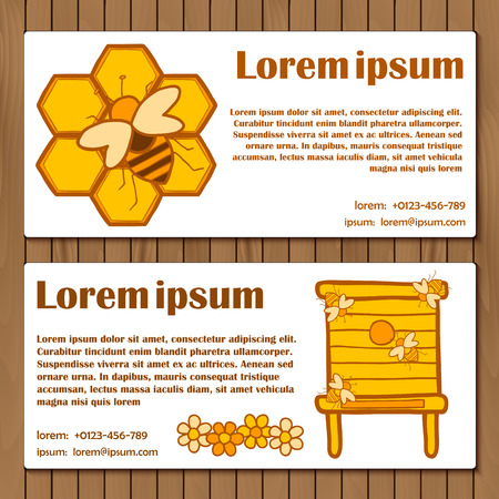 Template for booklet, card or flyer on beekeeping theme with hand drawn objects for your designのイラスト素材