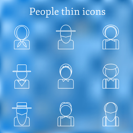 Set of thin people icons for your designのイラスト素材