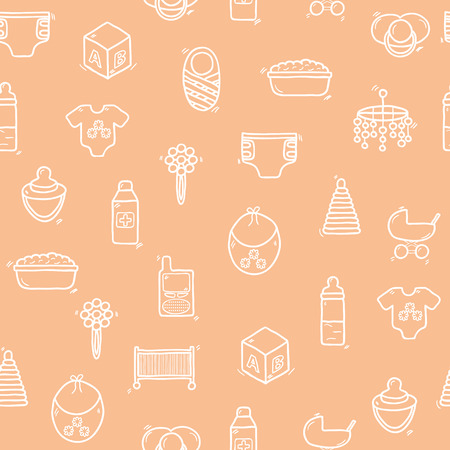 Seamless hand drawn background on baby care theme for your designのイラスト素材
