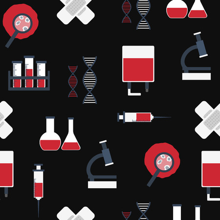 Seamless background with flat objects on blood transfusion theme for your designのイラスト素材