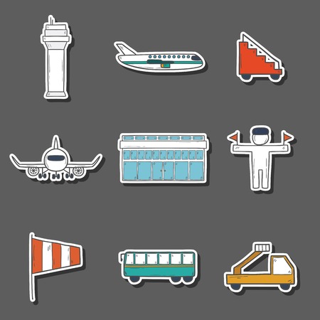 Set of hand drawn airport icons for your designのイラスト素材