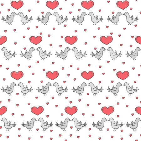 Happy Valentine's Day seamless background in hand drawn styleのイラスト素材