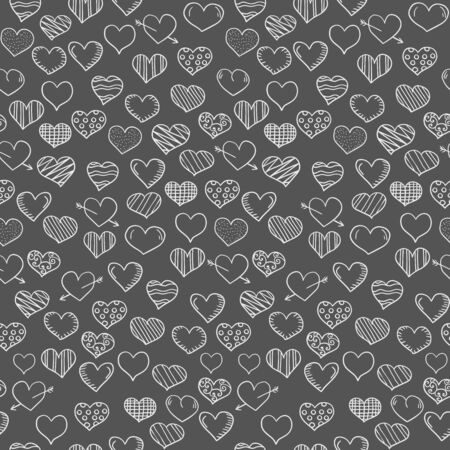 Happy Valentine's Day seamless background in hand drawn styleのイラスト素材
