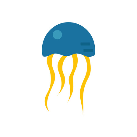 illustration with cartoon flat medusa. Sea underwater wildlife.のイラスト素材