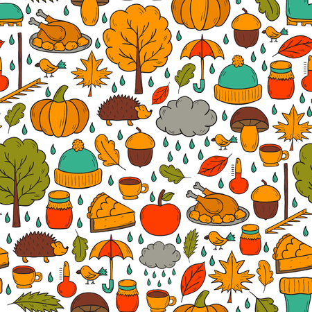 Hand drawn cartoon autumn illustration.のイラスト素材