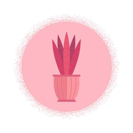 Vector illustration with cartoon isolated cactus icon. house plant in flowerpot, home interior background. Desert mexican succulent. Home flowers cartoon indoor object on white backgroundのイラスト素材