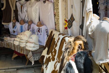 Goods for sale at the marketの写真素材