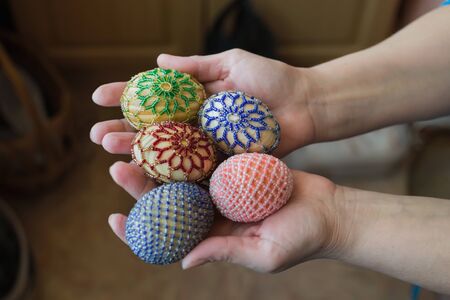 Beaded Easter Eggsの写真素材