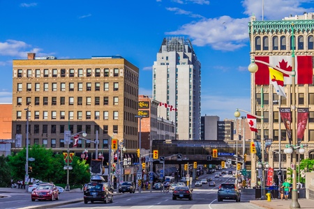 MacKenzie Street in Ottawa with some buildings, Ontario, Canada.のeditorial素材