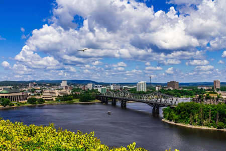 A beautiful view from Parliament Hill and of Alexandra Interprovincial Bridge, Ottawa, Ontario, Canadaの写真素材