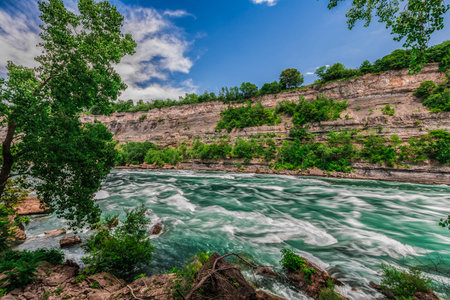 An amazing view of the Niagara river on a sunny beautiful day. Ontario, Canada.の写真素材