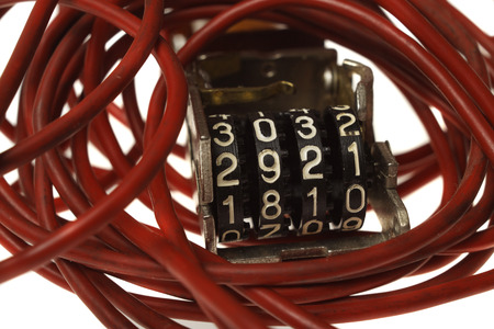 mechanical impulse counter with red cordの写真素材
