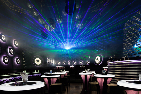 Disco light show, Stage lights with laserの写真素材