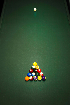 Table for billiards and ball top viewの写真素材