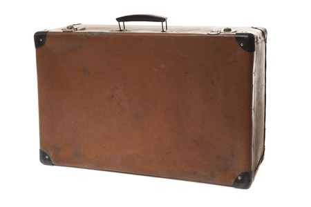 vintage red leather suitcaseの写真素材