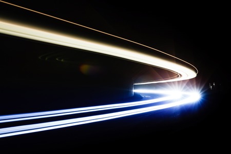 Car light trails in the tunnel. Long exposure photo taken in a tunnel below Veliko Tarnovo
