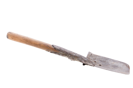 Compact old army spade, isolate on white backgroundの写真素材