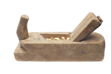 Old carpenter's wood planer isolated on a white background