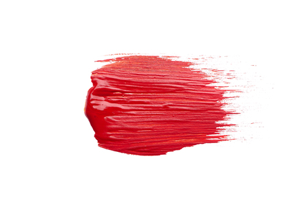 smear the red brush on white backgroundの写真素材