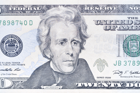 US President Jackson in the twenty-dollar billの写真素材