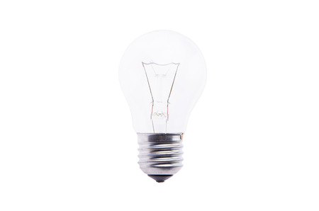 Electric lamp lies on a white backgroundの写真素材