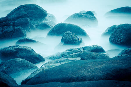 Long exposure of seashoreの写真素材
