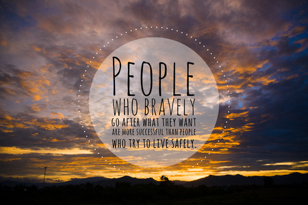 Inspirational quote by unknown source on sunset sunrise blue sky and light ray backgroundの写真素材