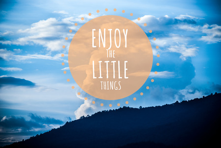 Inspirational quote by unknown source on vintage blue sky and light cloud backgroundの写真素材