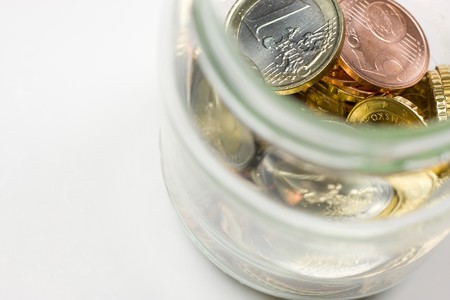 Jar with coinsの写真素材