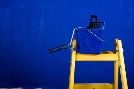 Ladder, roller brush, bucketの写真素材