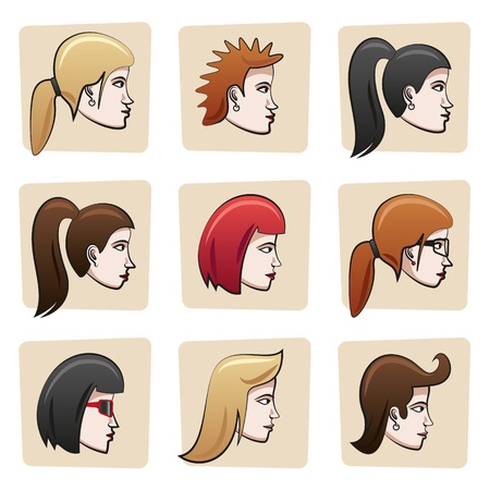 Cartoon women headsのイラスト素材