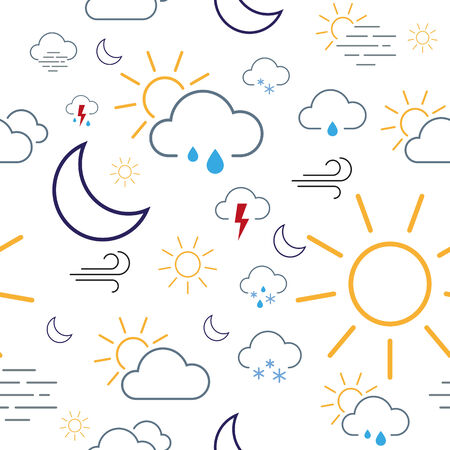Seamless pattern tile made of isolated weather iconsのイラスト素材