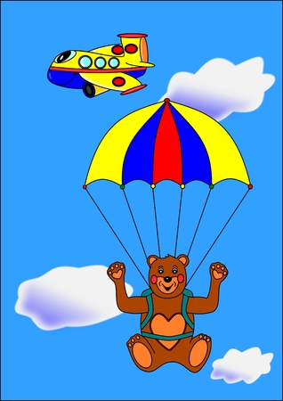 Bear paratrooper のイラスト素材