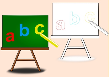  School boards with letters and chalk のイラスト素材