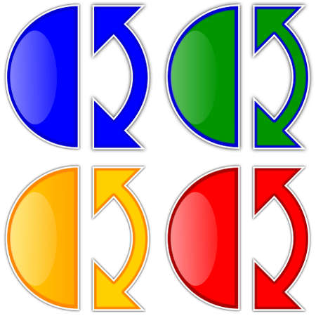 Colored arrows and semicircles as icons - illustrationのイラスト素材