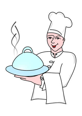 Young bears cook good food for customersのイラスト素材