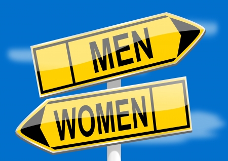 Directional arrows men women as an illustrationのイラスト素材