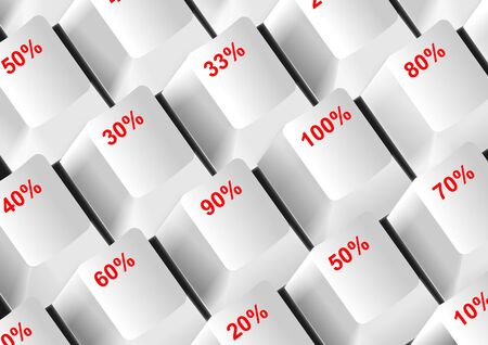 White keyboard with discounts in percentage - illustration