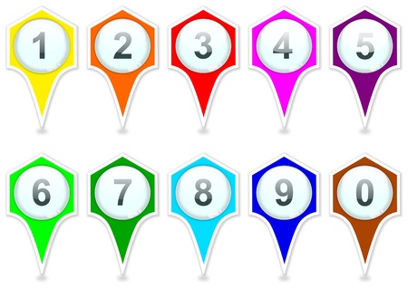 Colored markers on the map with numbers - illustrationのイラスト素材
