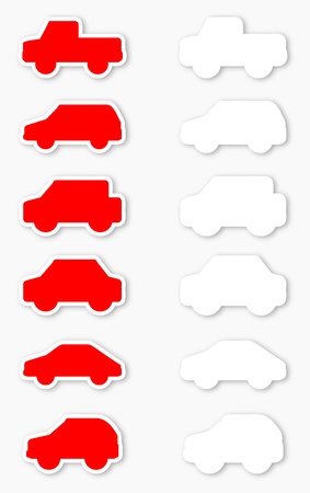 Silhouettes of cars like stickersのイラスト素材